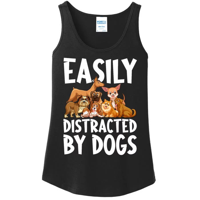 Easily Distracted By Dogs Ladies Essential Tank