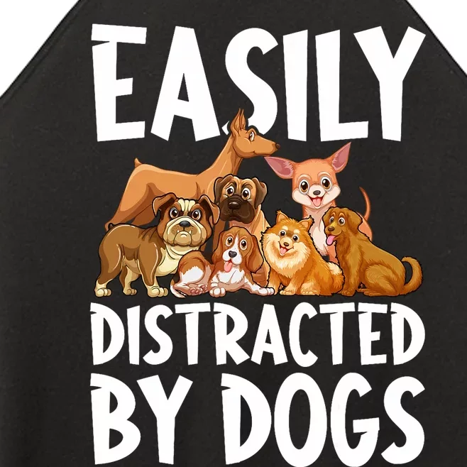 Easily Distracted By Dogs Women’s Perfect Tri Rocker Tank