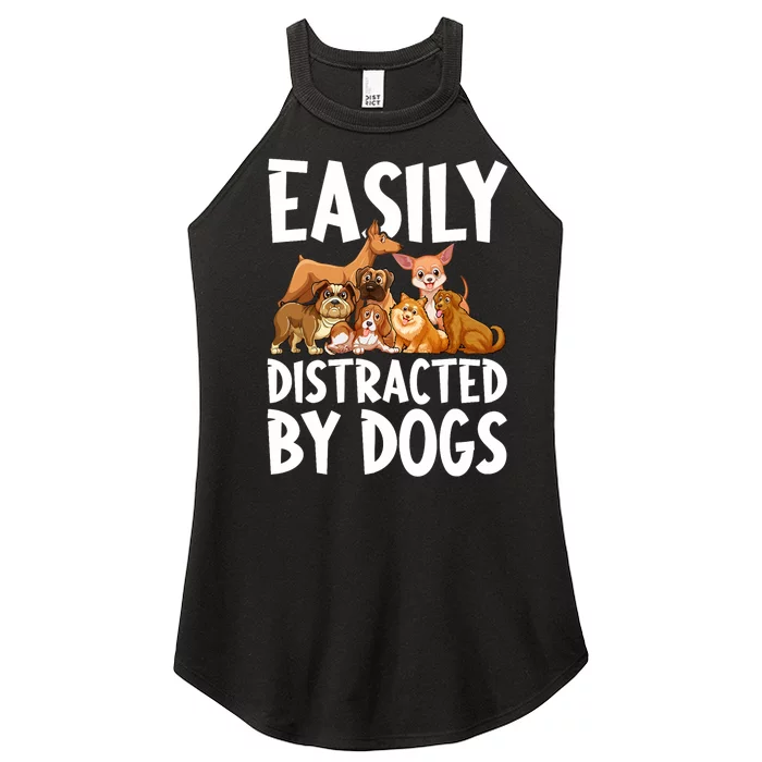 Easily Distracted By Dogs Women’s Perfect Tri Rocker Tank