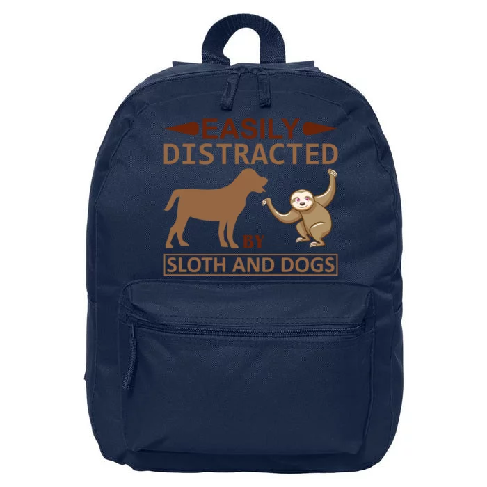 Easily Distracted By Sloth And Dogs 16 in Basic Backpack