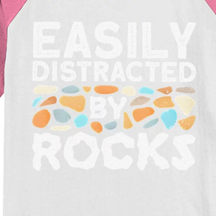 Easily Distracted By Rock Vintage Gift Kids Colorblock Raglan Jersey