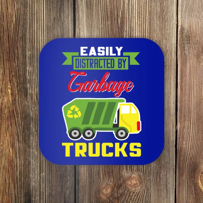 Easily Distracted By Garbage Trucks Truck Rubbish Truck Great Gift Coaster