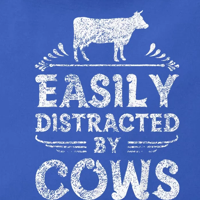 Easily Distracted By Cows Funny Cow Farmer Gifts Zip Tote Bag