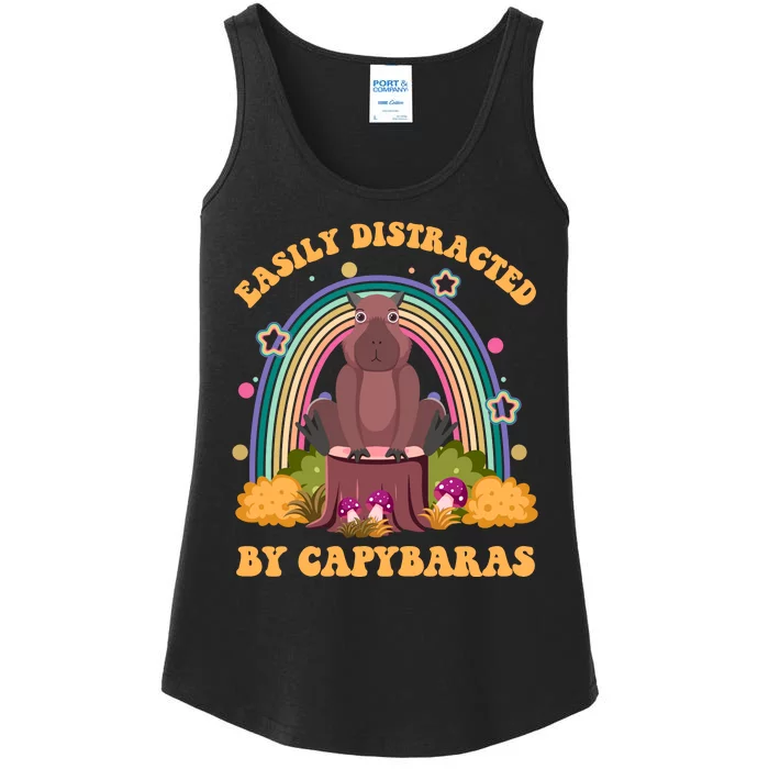 Easily Distracted By Capybaras Ladies Essential Tank