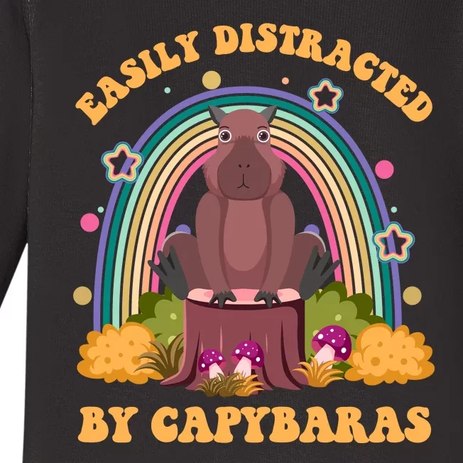 Easily Distracted By Capybaras Baby Long Sleeve Bodysuit