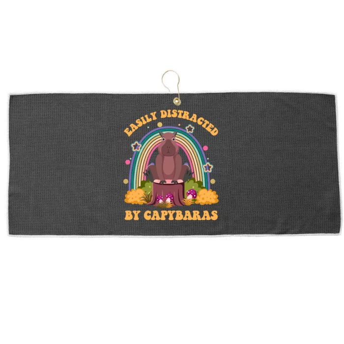 Easily Distracted By Capybaras Large Microfiber Waffle Golf Towel