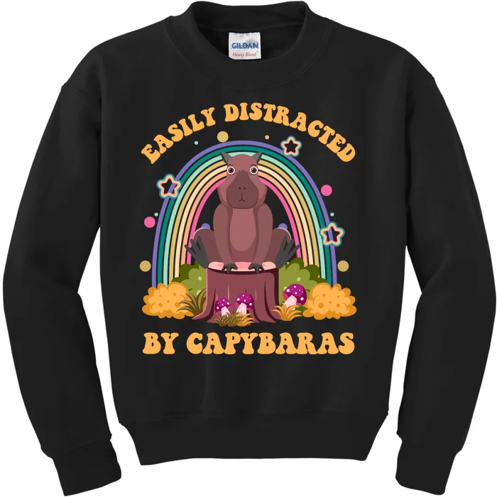 Easily Distracted By Capybaras Kids Sweatshirt