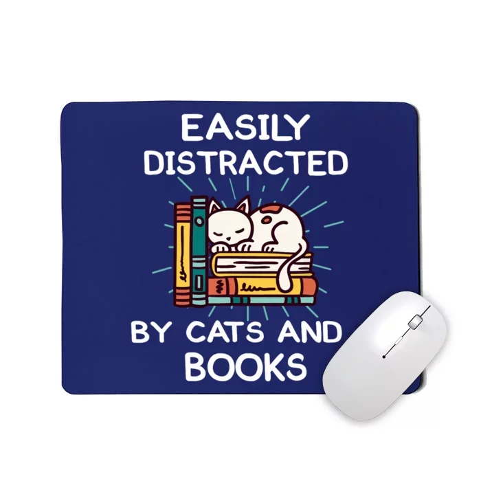 Easily distracted by cats and books Reading cats Main coon Mousepad