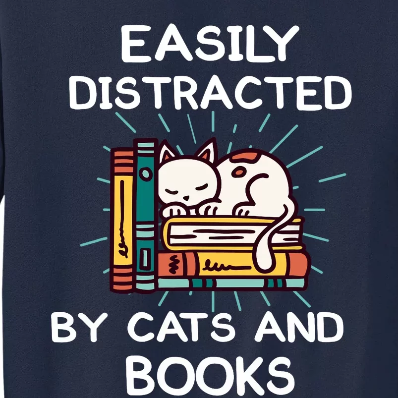 Easily distracted by cats and books Reading cats Main coon Tall Sweatshirt