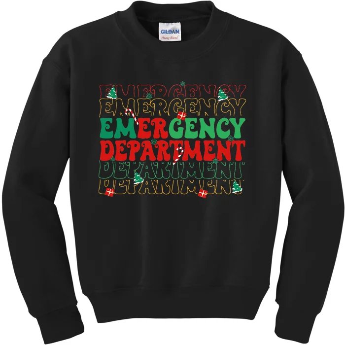 Emergency Department Christmas ED Er Nurse Crew Kids Sweatshirt