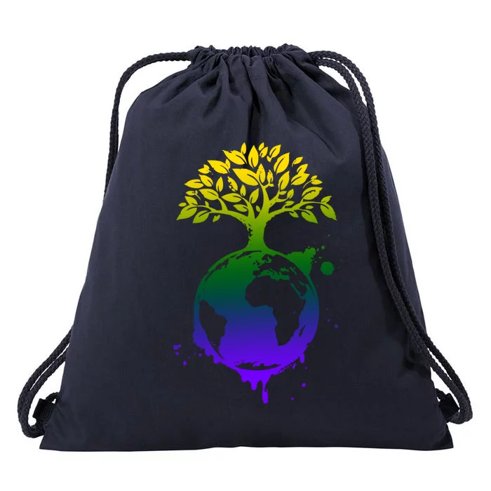 Earth Day Colorful Nature Drawstring Bag