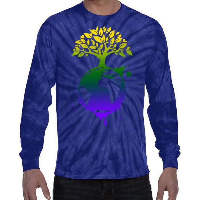 Earth Day Colorful Nature Tie-Dye Long Sleeve Shirt