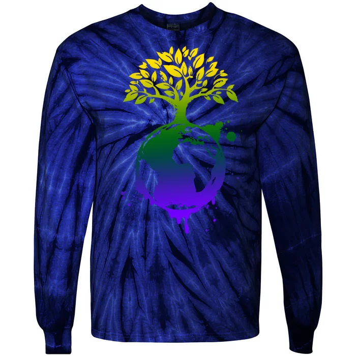 Earth Day Colorful Nature Tie-Dye Long Sleeve Shirt