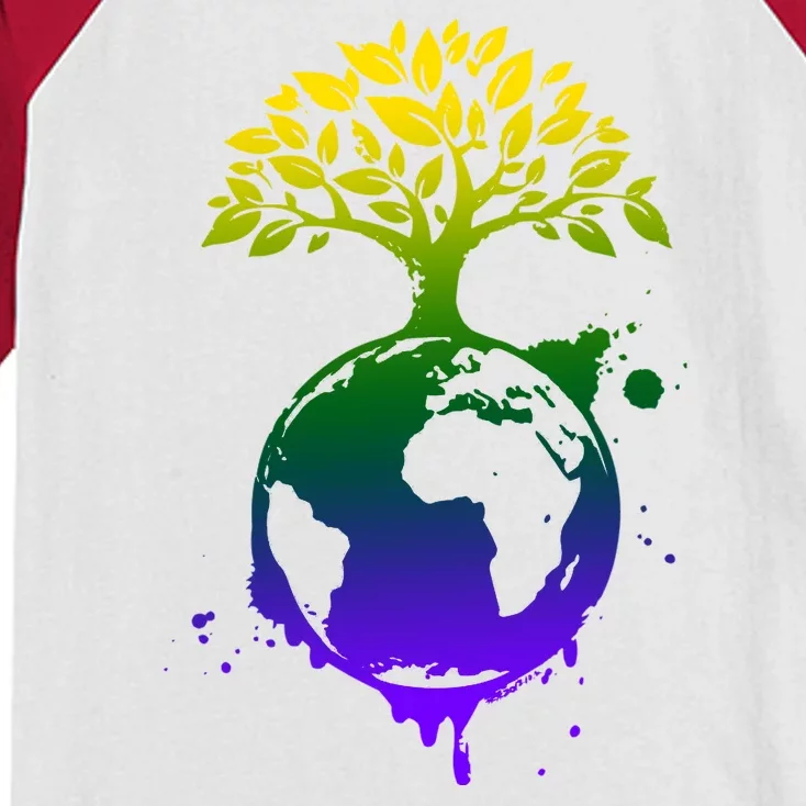 Earth Day Colorful Nature Kids Colorblock Raglan Jersey