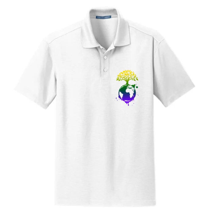 Earth Day Colorful Nature Dry Zone Grid Performance Polo