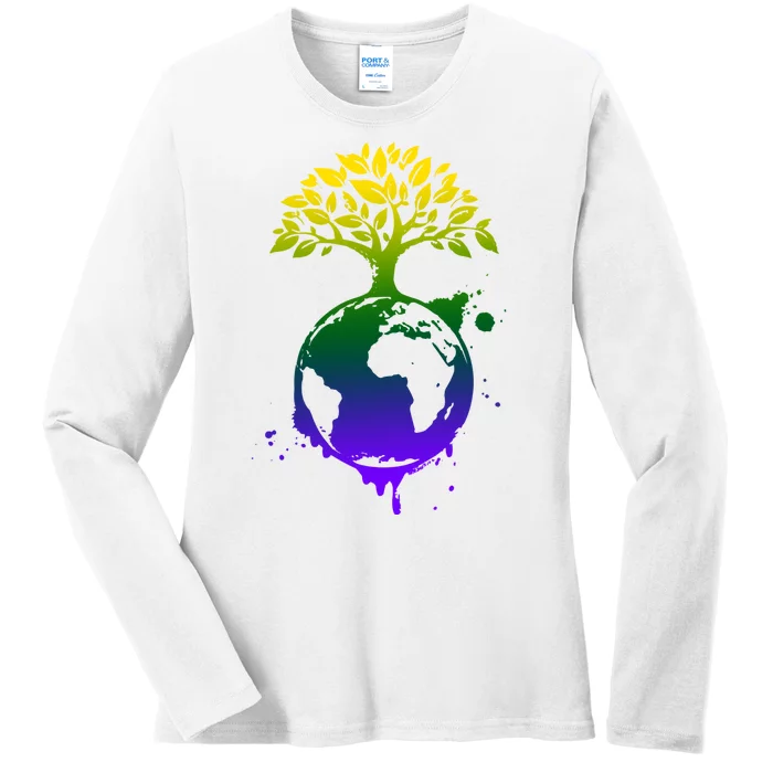 Earth Day Colorful Nature Ladies Long Sleeve Shirt