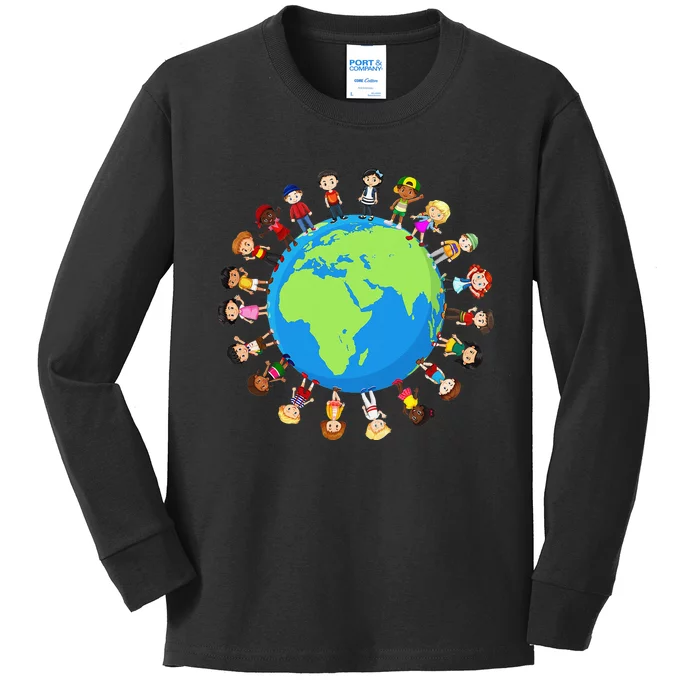 Earth Day Children Around the World Environmentalist Kids Long Sleeve Shirt