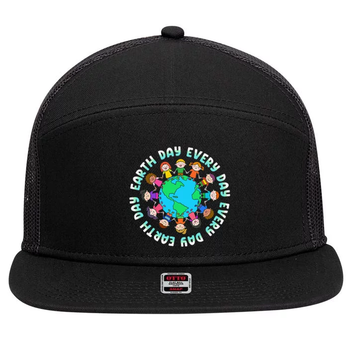 Earth Day Cute Children Around The World 7 Panel Mesh Trucker Snapback Hat