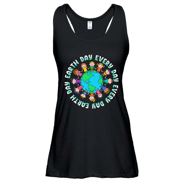 Earth Day Cute Children Around The World Ladies Essential Flowy Tank