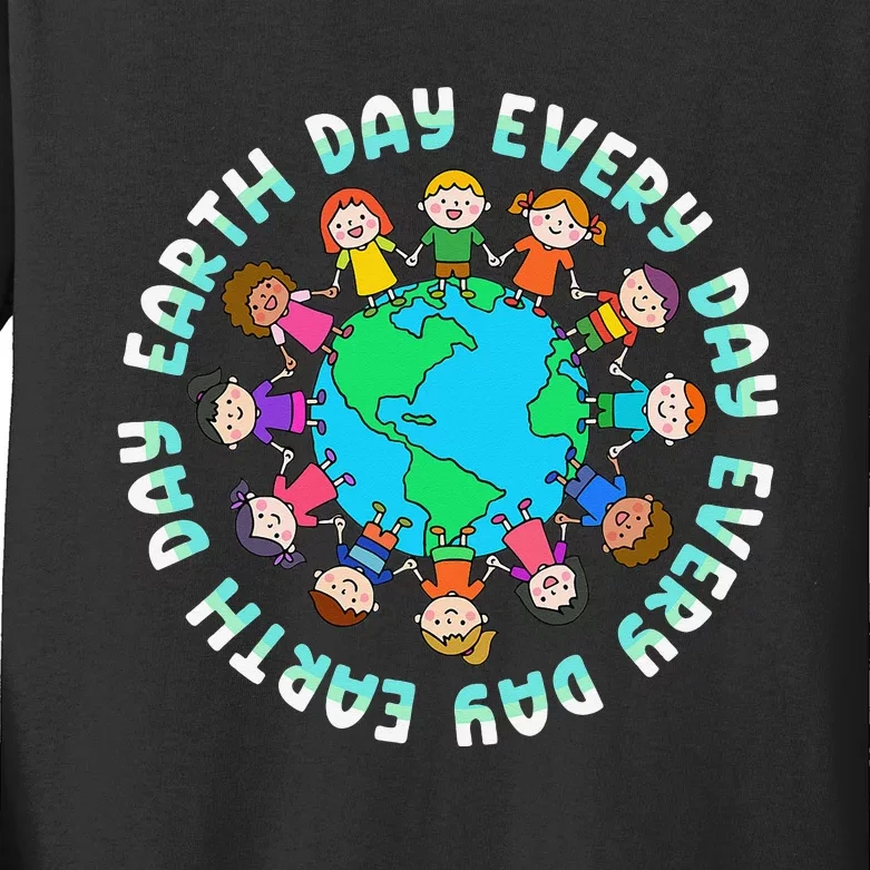 Earth Day Cute Children Around The World Kids Long Sleeve Shirt