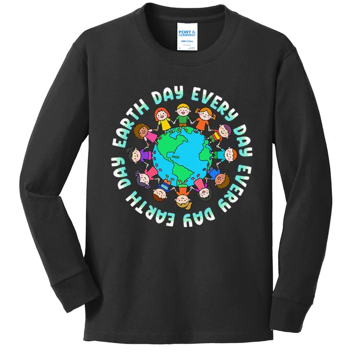 Earth Day Cute Children Around The World Kids Long Sleeve Shirt