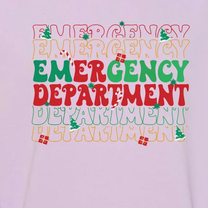 Emergency Department Christmas Ed Er Nurse Crew Women Garment-Dyed Sweatshirt