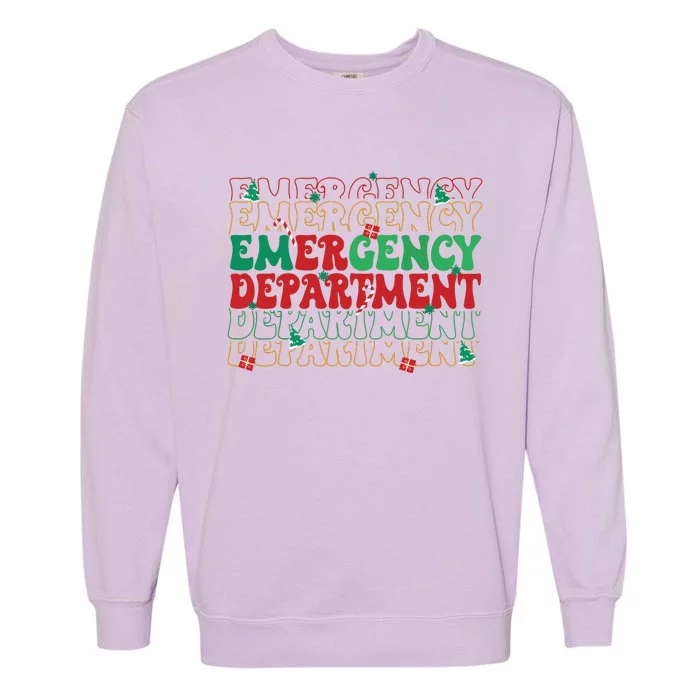 Emergency Department Christmas Ed Er Nurse Crew Women Garment-Dyed Sweatshirt