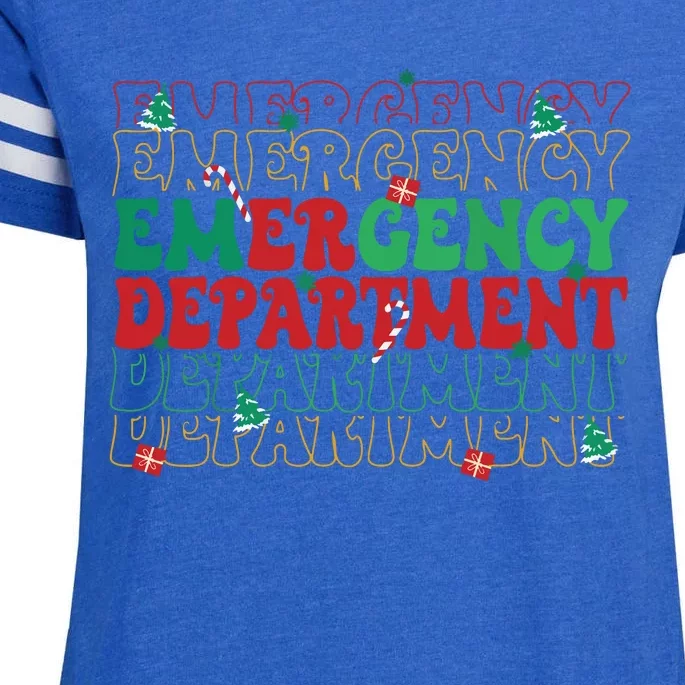 Emergency Department Christmas Ed Er Nurse Crew Women Enza Ladies Jersey Football T-Shirt