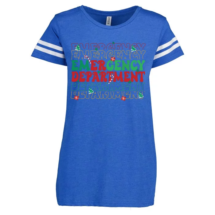 Emergency Department Christmas Ed Er Nurse Crew Women Enza Ladies Jersey Football T-Shirt