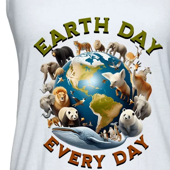 Earth Day Cute Earth Day 2024 Ladies Essential Flowy Tank