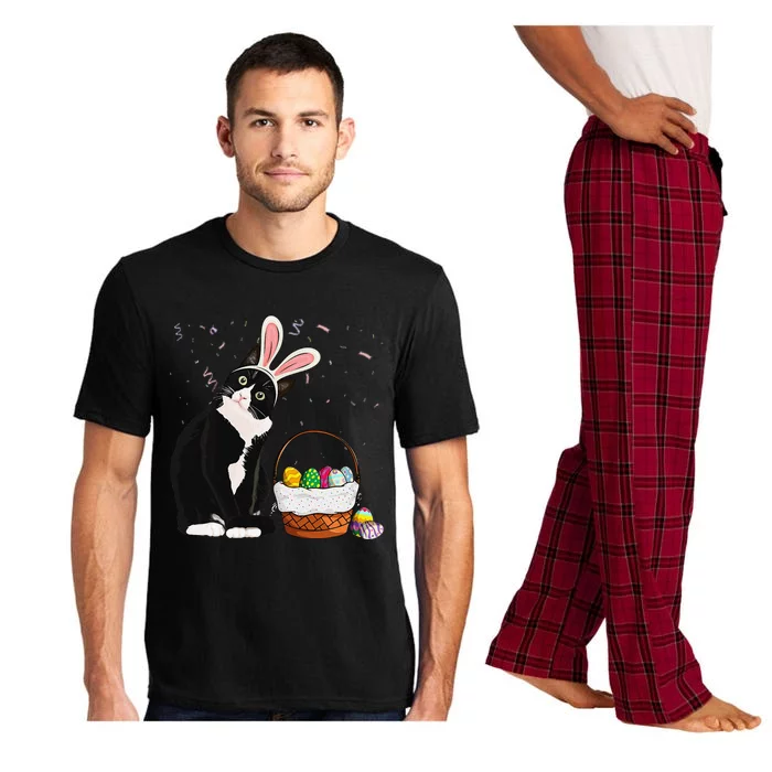 Easter Day Cat Bunny Ears Eggs Funny Easter Rabbit Pajama Set