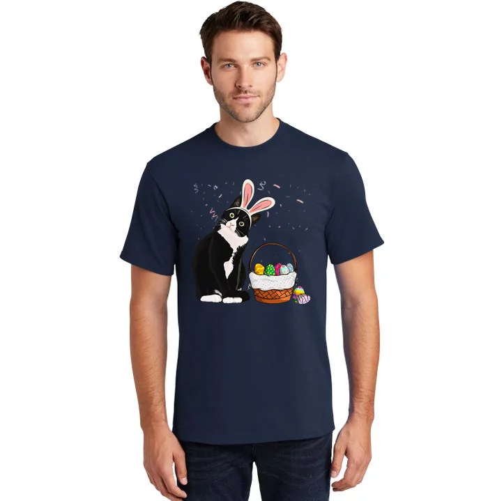 Easter Day Cat Bunny Ears Eggs Funny Easter Rabbit Tall T-Shirt