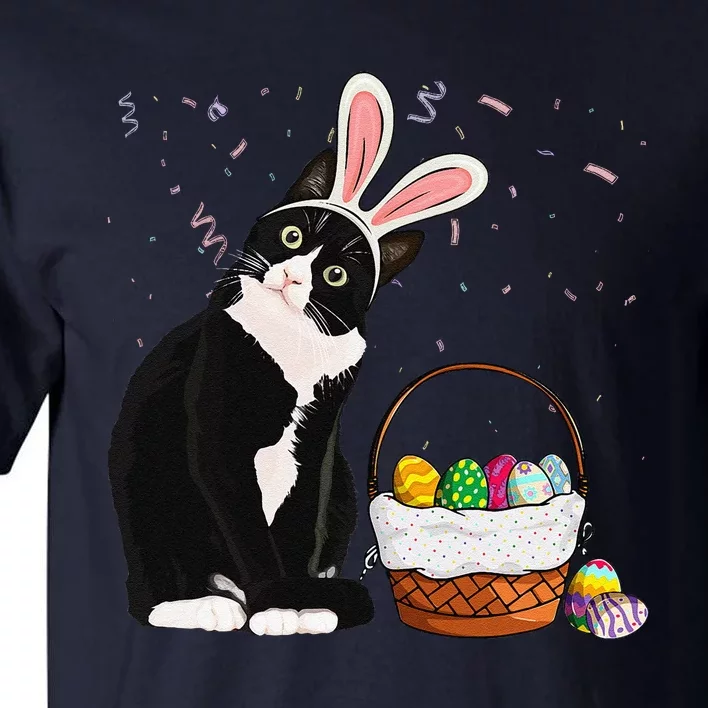 Easter Day Cat Bunny Ears Eggs Funny Easter Rabbit Tall T-Shirt