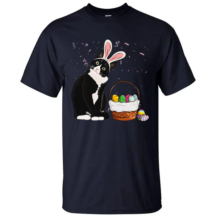 Easter Day Cat Bunny Ears Eggs Funny Easter Rabbit Tall T-Shirt