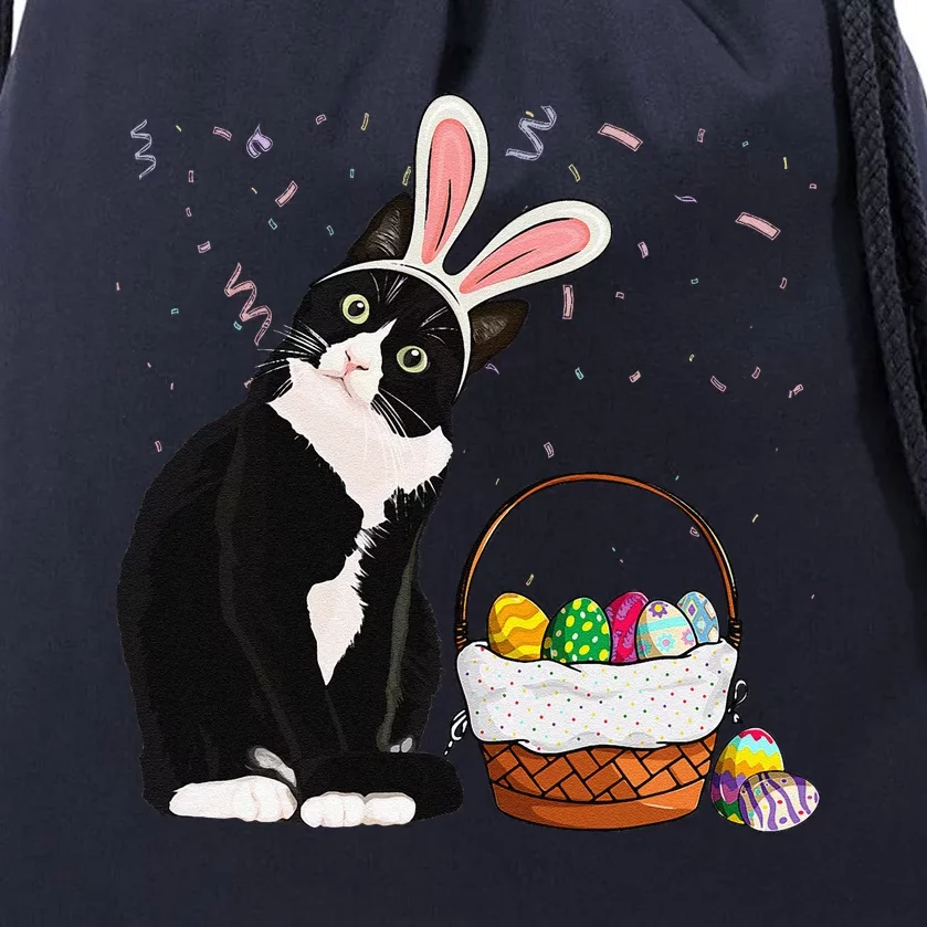 Easter Day Cat Bunny Ears Eggs Funny Easter Rabbit Drawstring Bag