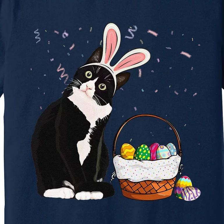 Easter Day Cat Bunny Ears Eggs Funny Easter Rabbit Premium T-Shirt