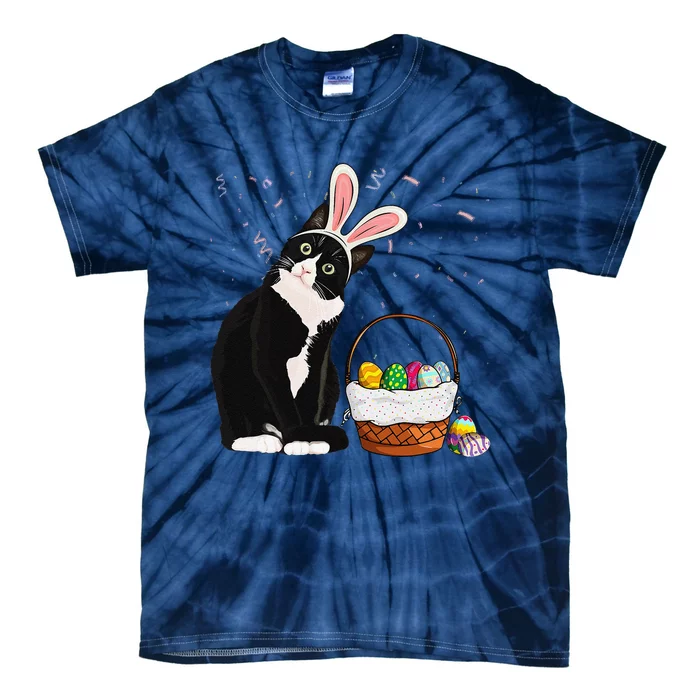 Easter Day Cat Bunny Ears Eggs Funny Easter Rabbit Tie-Dye T-Shirt