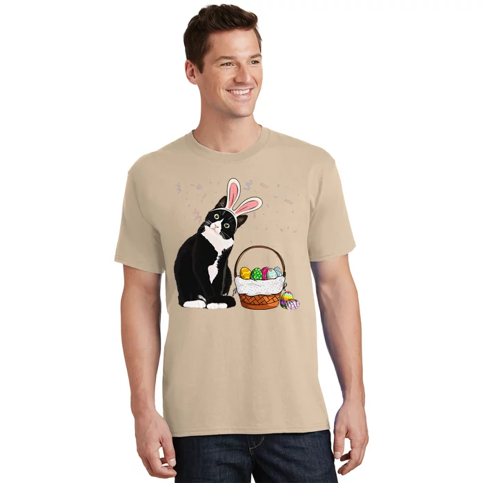 Easter Day Cat Bunny Ears Eggs Funny Easter Rabbit T-Shirt