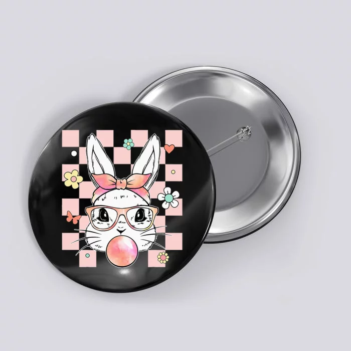 Easter Day Cute Bunny Glasses Bubblegum Tie Dye Button