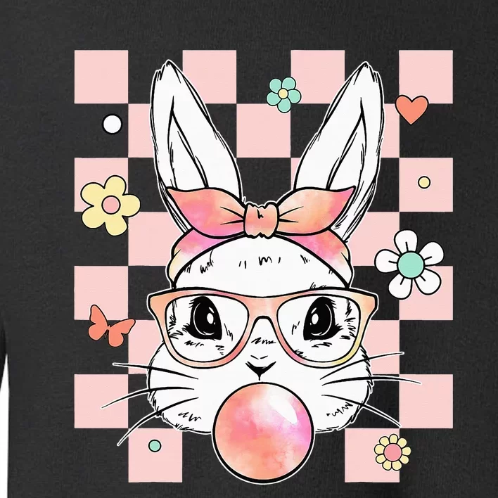 Easter Day Cute Bunny Glasses Bubblegum Tie Dye Toddler Sweatshirt