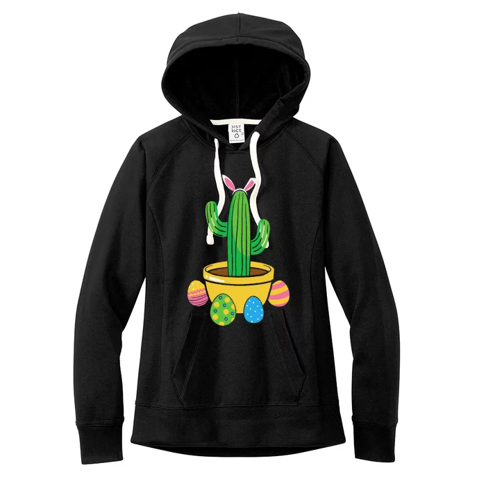 Easter Day Cactus Bunny Colorful Eggs Unpunchable Women's Fleece Hoodie