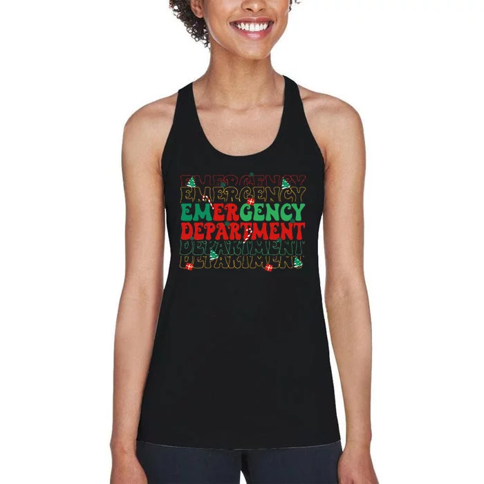 Emergency Department Christmas ED Er Nurse Crew Women's Racerback Tank