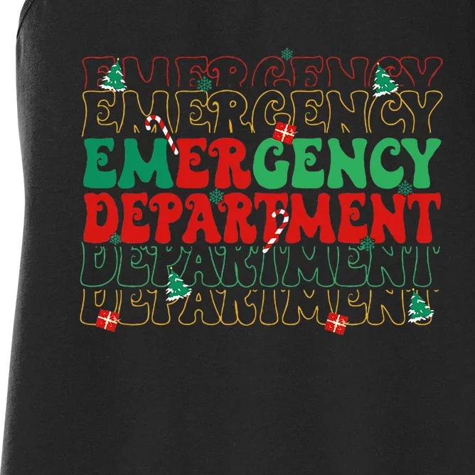 Emergency Department Christmas ED Er Nurse Crew Women's Racerback Tank