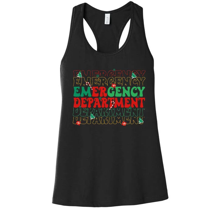 Emergency Department Christmas ED Er Nurse Crew Women's Racerback Tank