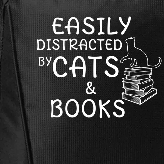 Easily Distracted Cats And Books Cool Gift City Backpack