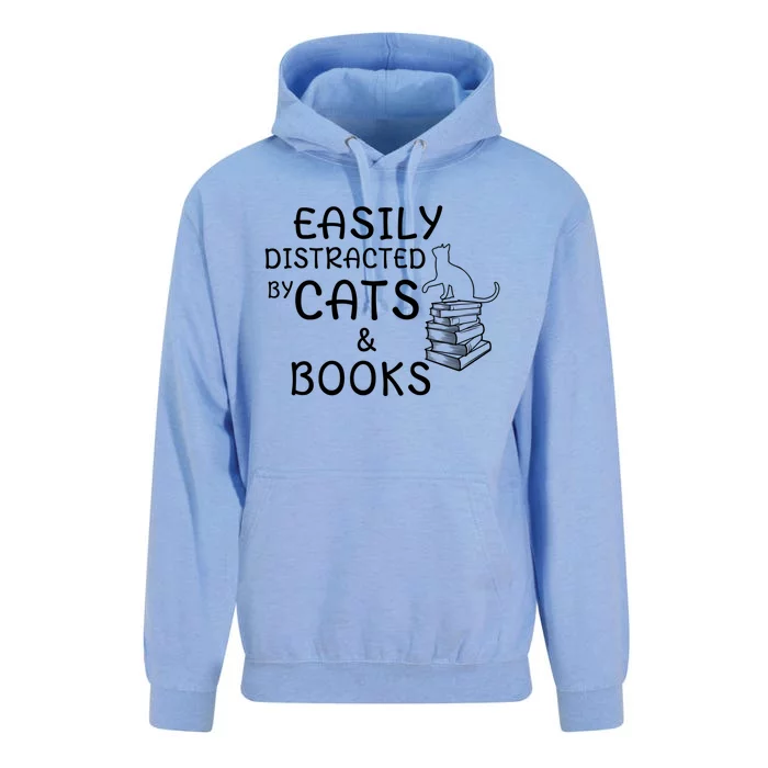 Easily Distracted Cats And Books Cool Gift Unisex Surf Hoodie