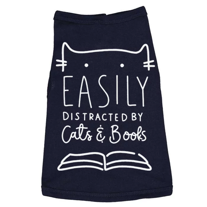 Easily Distracted Cats And Books Funny Gift For Cat Lovers Doggie Tank