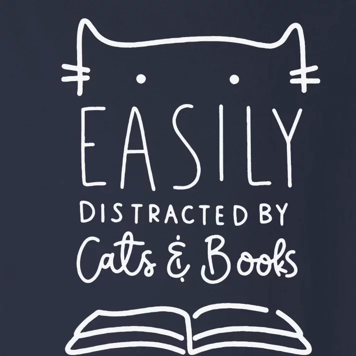 Easily Distracted Cats And Books Funny Gift For Cat Lovers Toddler Long Sleeve Shirt