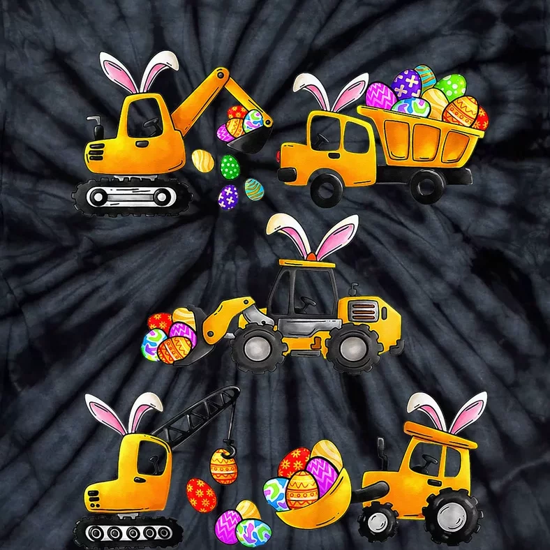 Easter Day Crane Truck Construction Egg Hunt Tie-Dye T-Shirt