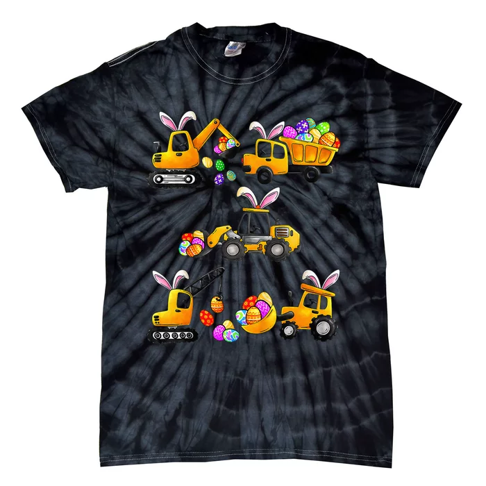 Easter Day Crane Truck Construction Egg Hunt Tie-Dye T-Shirt